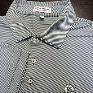Peter Millar Navy and White Striped Polo